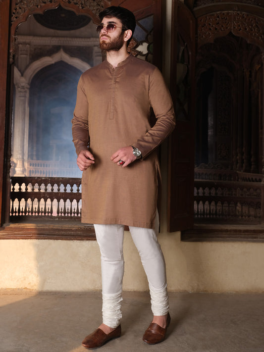 Brown Blended Kurta - AL-K-858