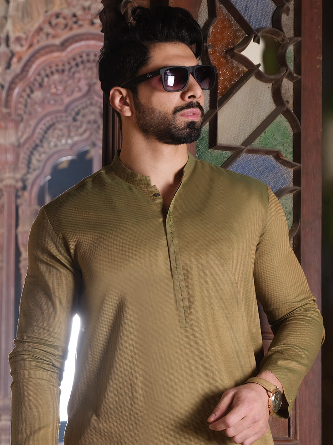 Green Blended Kurta - AL-K-859