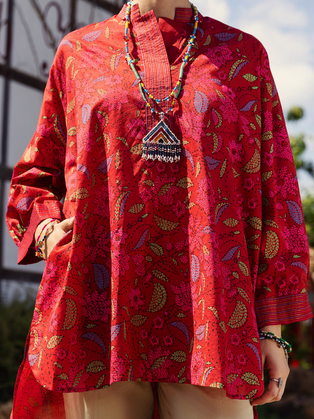 Red Cambric Tunic - AL-LK-864