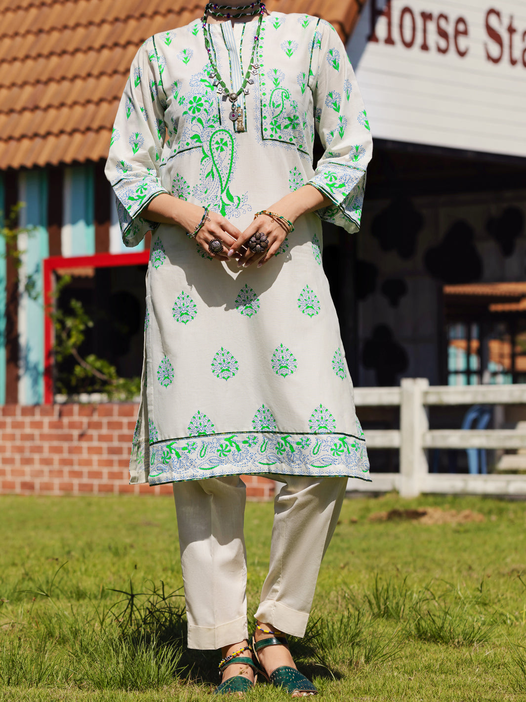 Sage Green Cambric Tunic - AL-LK-867
