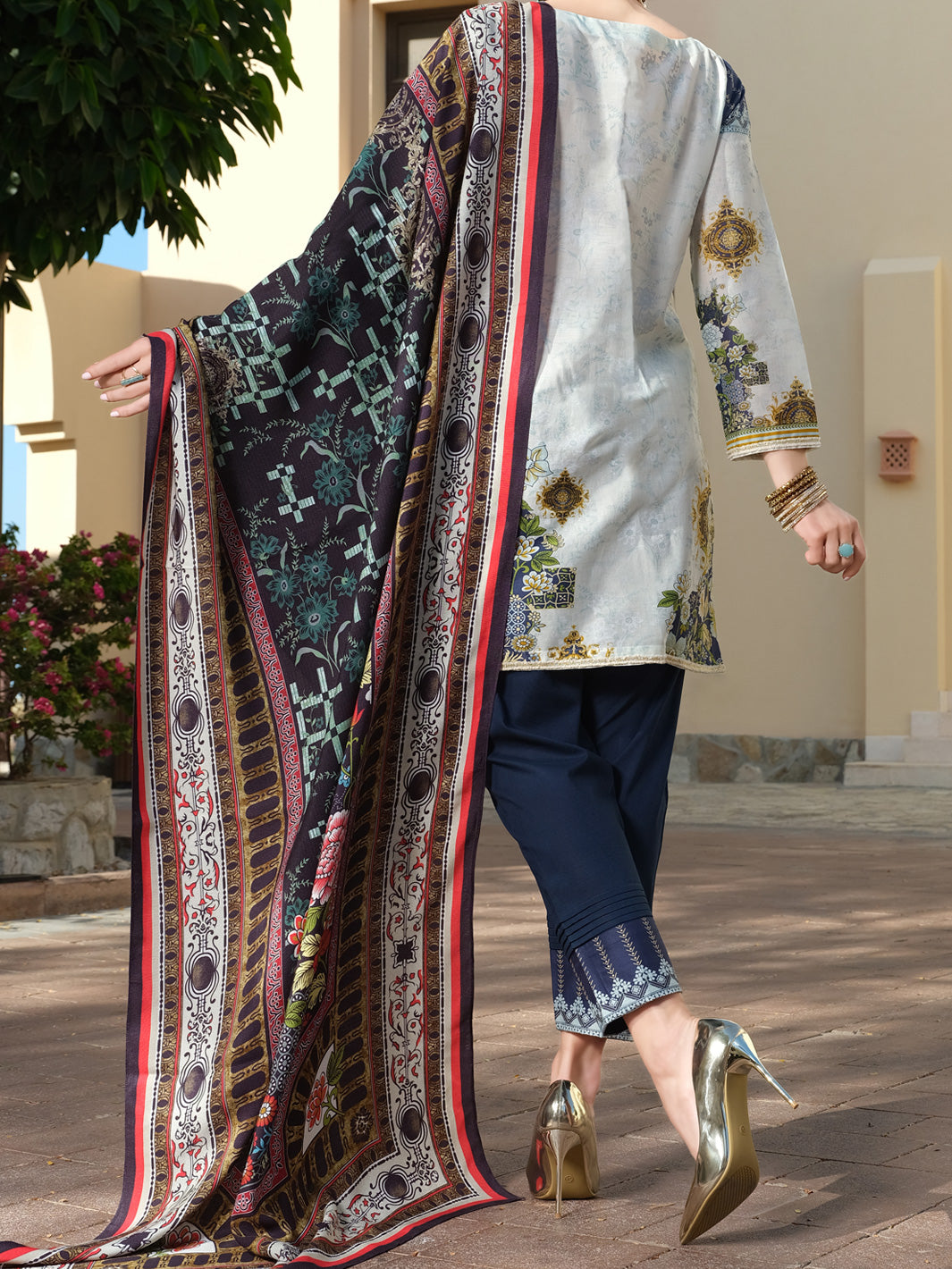 Blue Lawn 3Pc Stitched - ALP-3PS-883