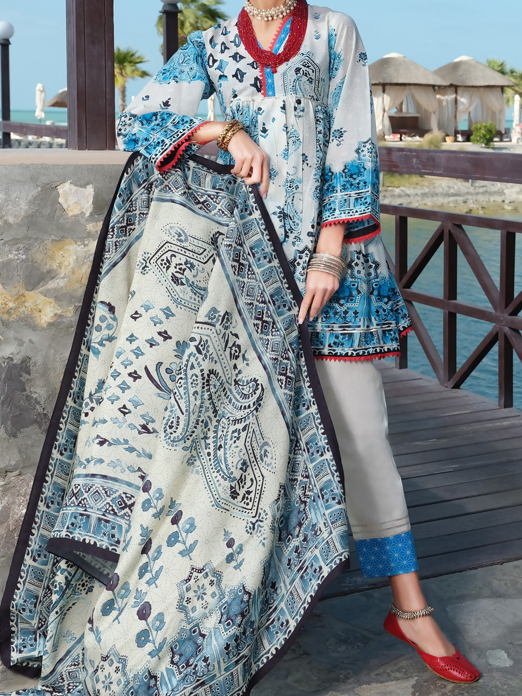 White Lawn 3 Piece Unstitched - ALP-3PS-886