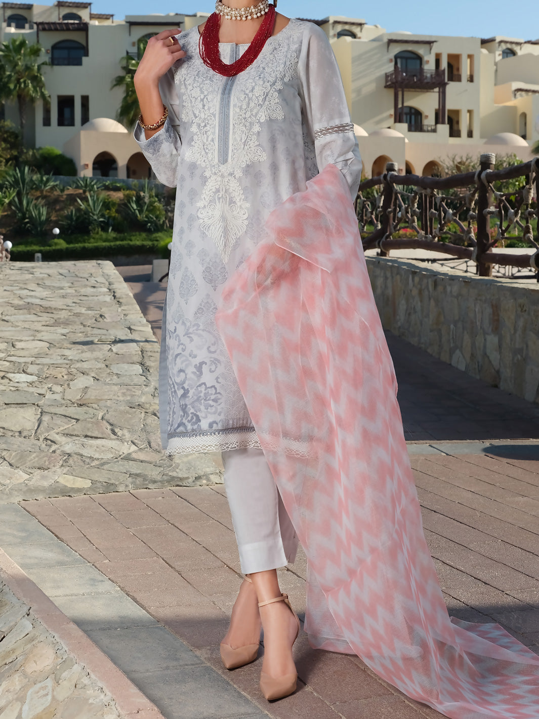 White Lawn 3 Piece Unstitched - ALP-3PS-888