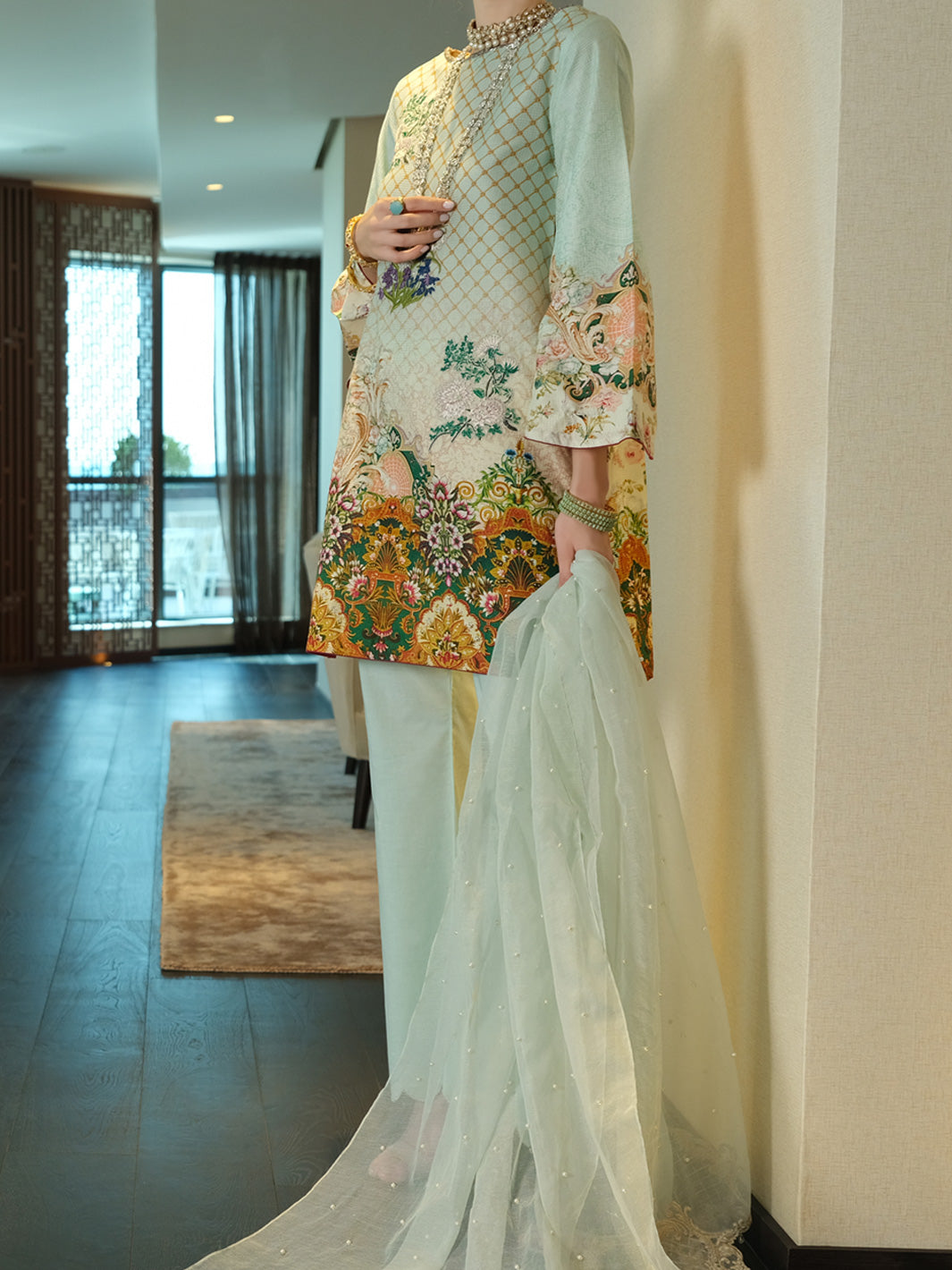 Sea Green Lawn 3 Piece Stitched - ALP-3PS-894