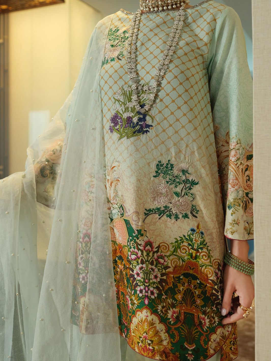 Sea Green Lawn 3 Piece Stitched - ALP-3PS-894