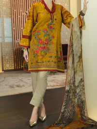 Mustard Jacquard 3Pc Unstitched - ALP-3PS-897