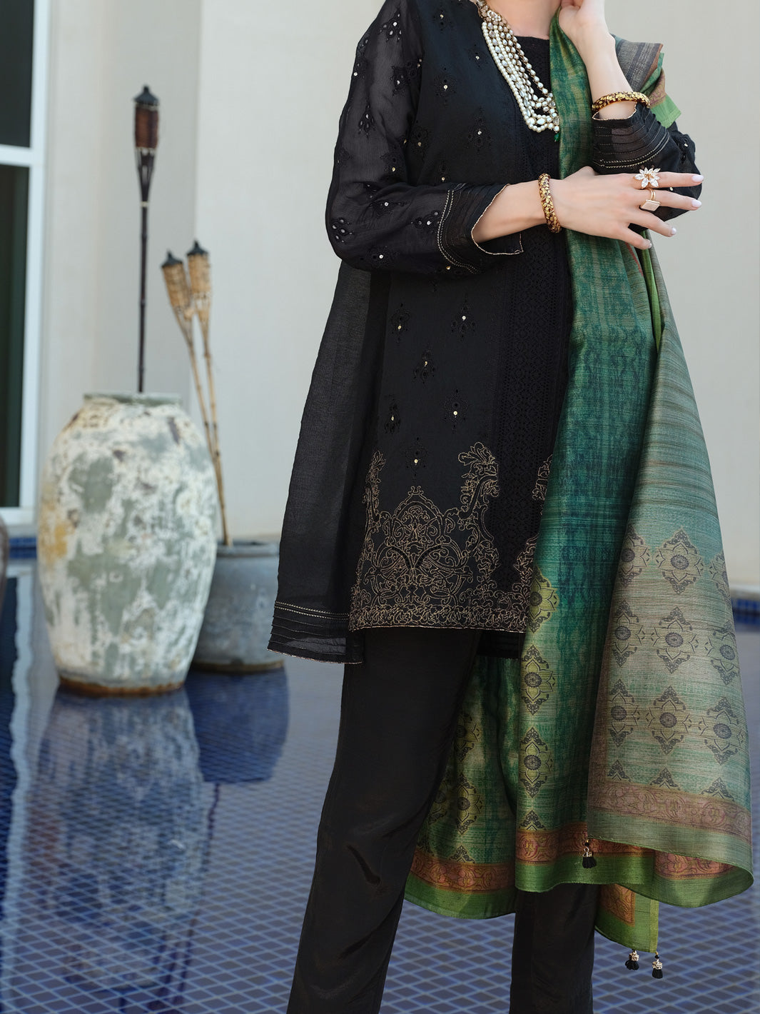 Black Khaddi 3 Piece Stitched - ALP-3PS-901