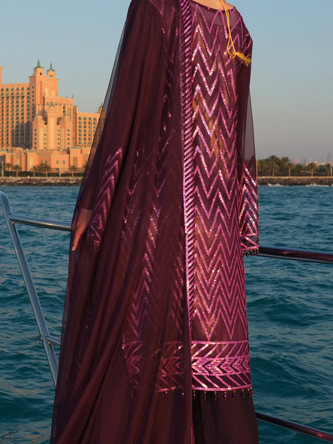 Purple Net 3Pc Stitched - ALP-3PS-910