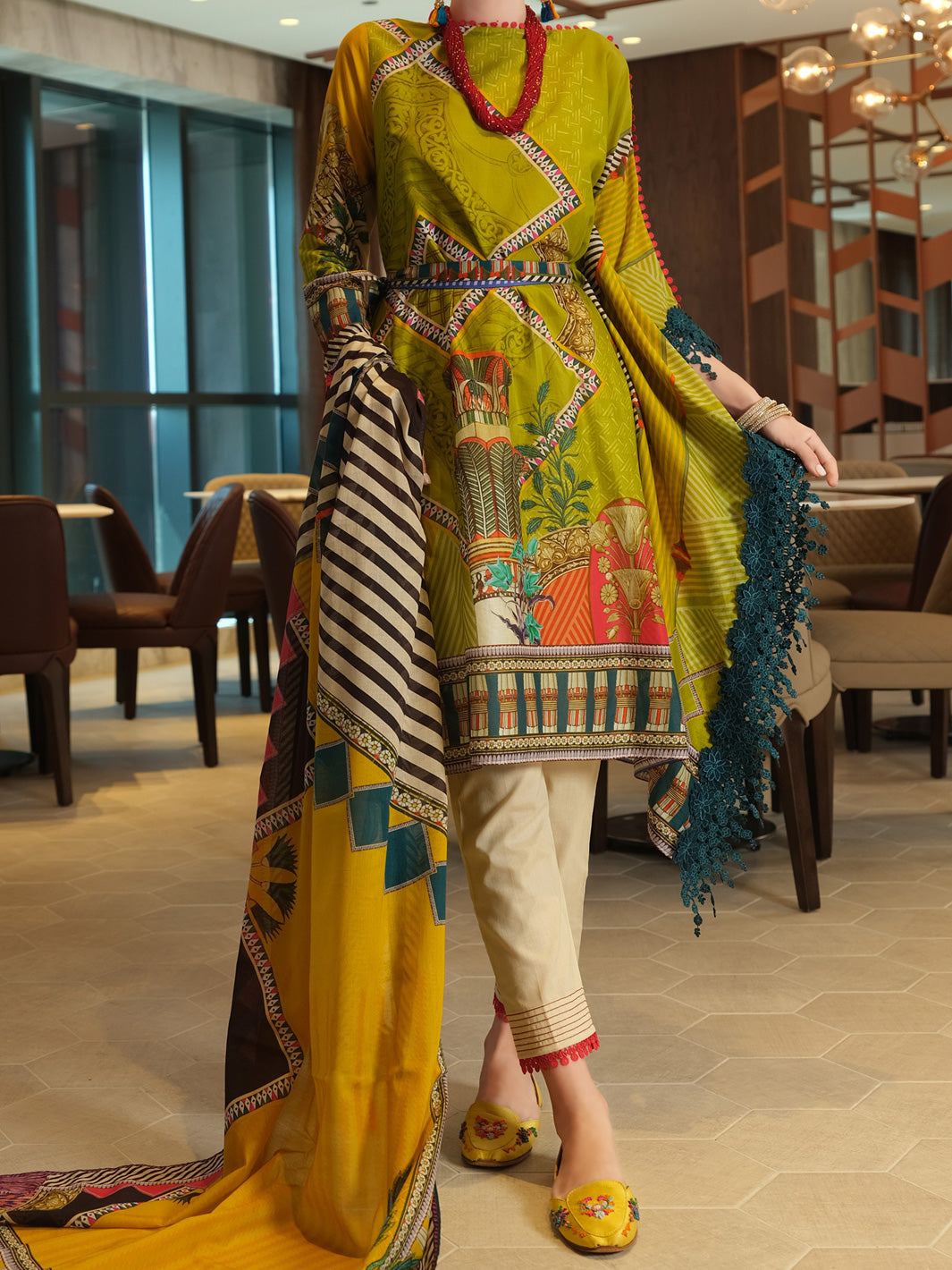 Olive Green Lawn 2Pc Unstitched - ALP-2PS-915