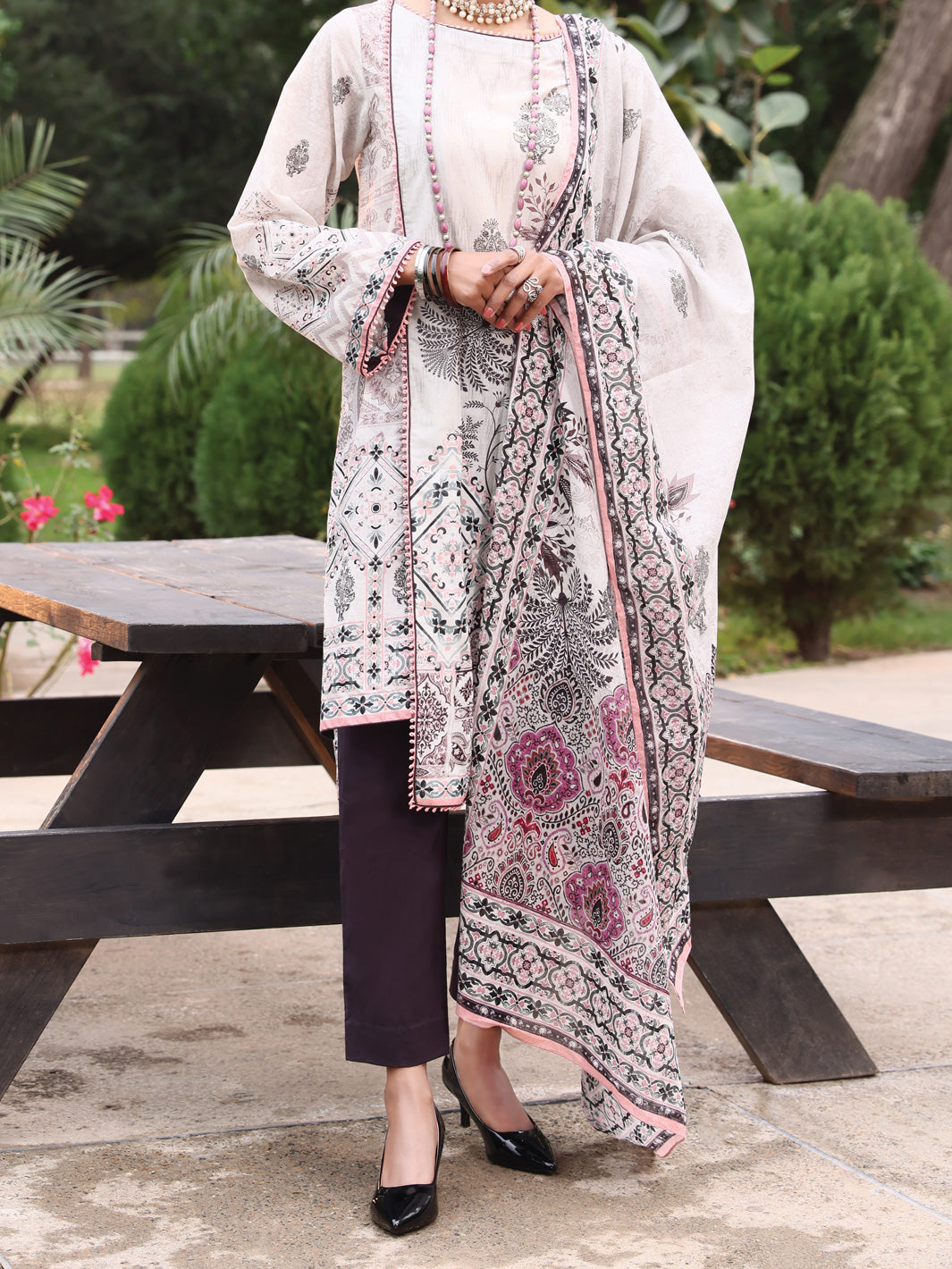 Grey Lawn 3 Piece Stitched - ALP-3PS-928