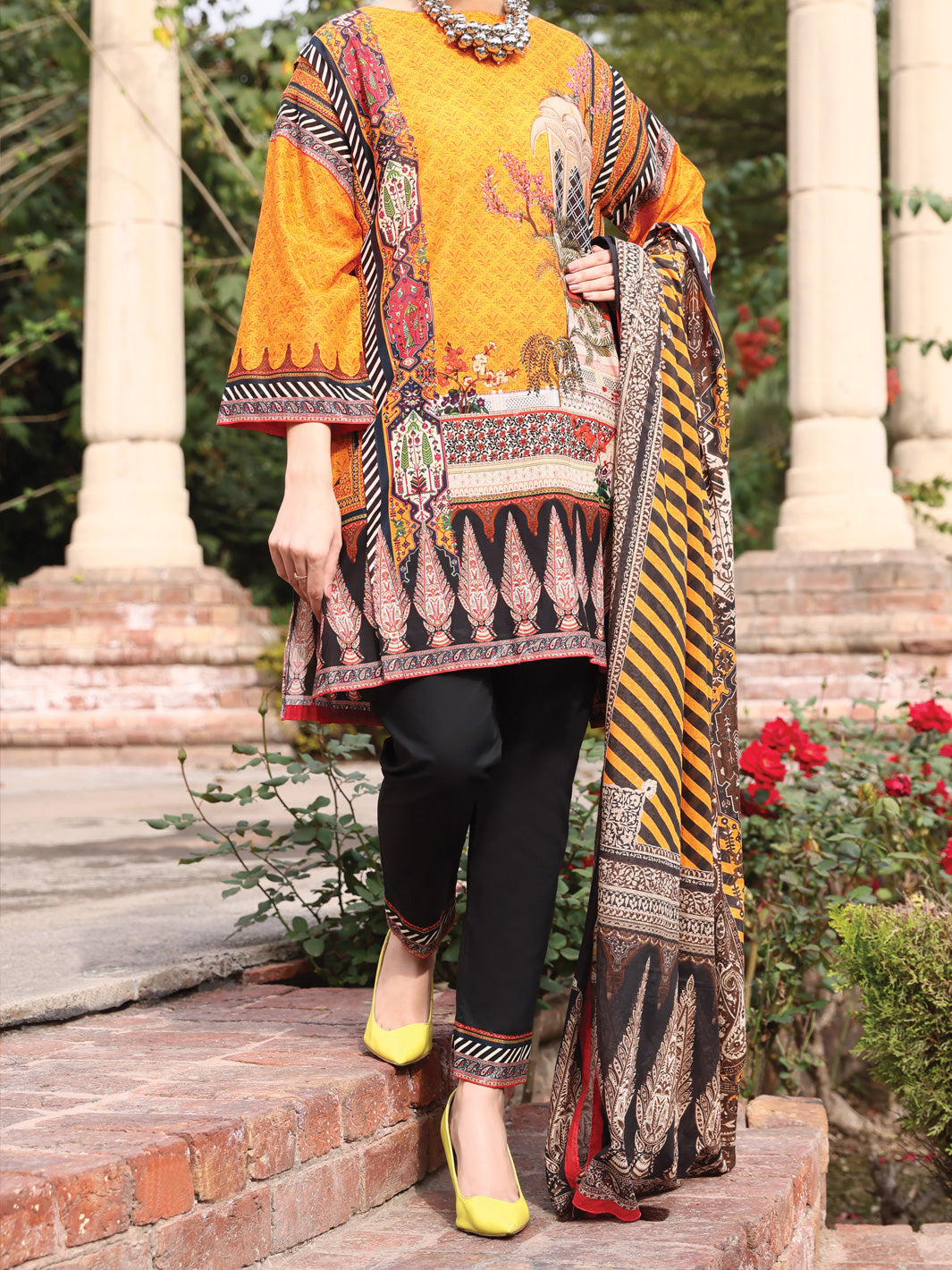 Orange Lawn 3 Piece Stitched - ALP-3PS-929