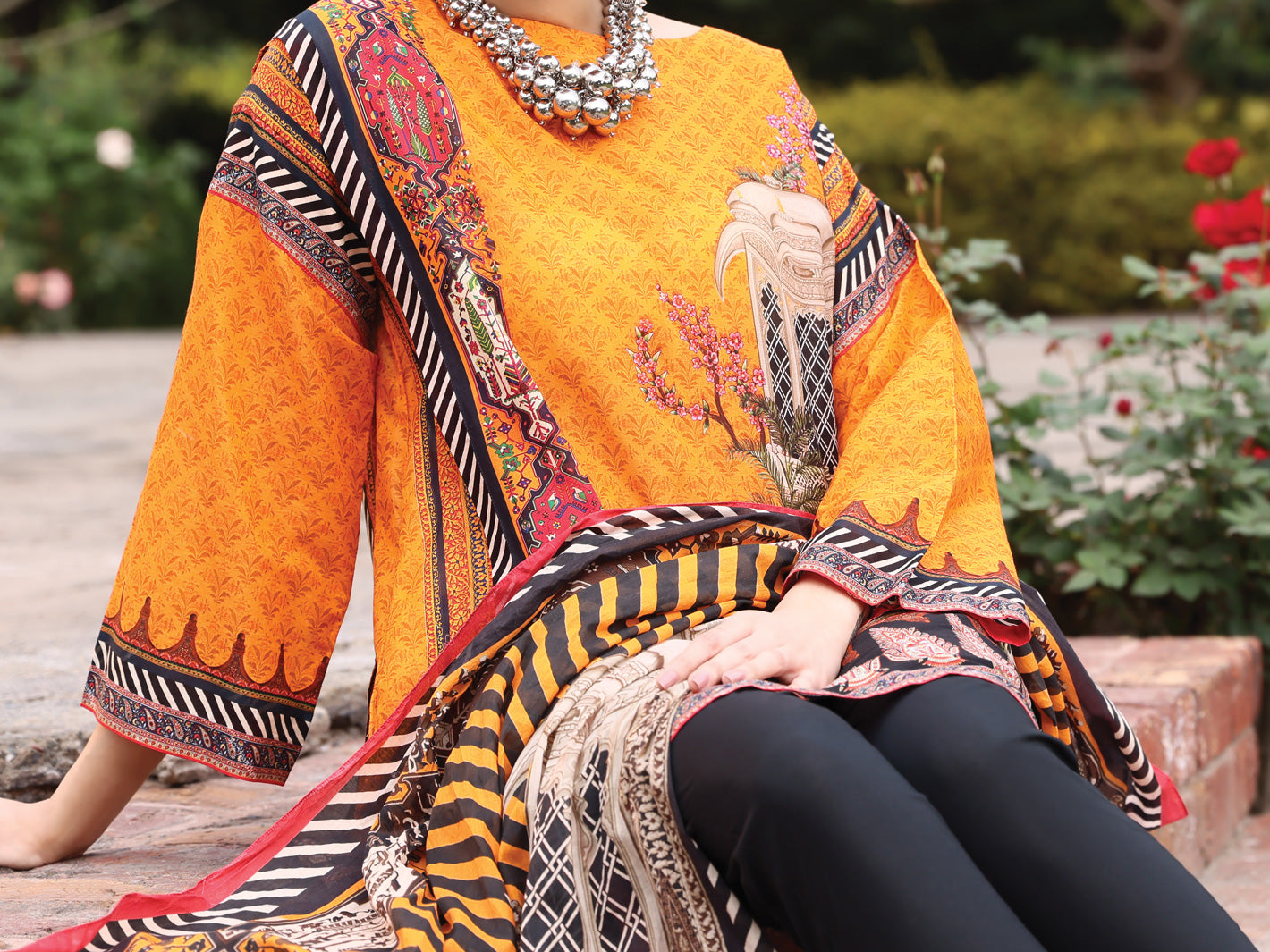 Orange Lawn 3Pc Stitched - ALP-3PS-929