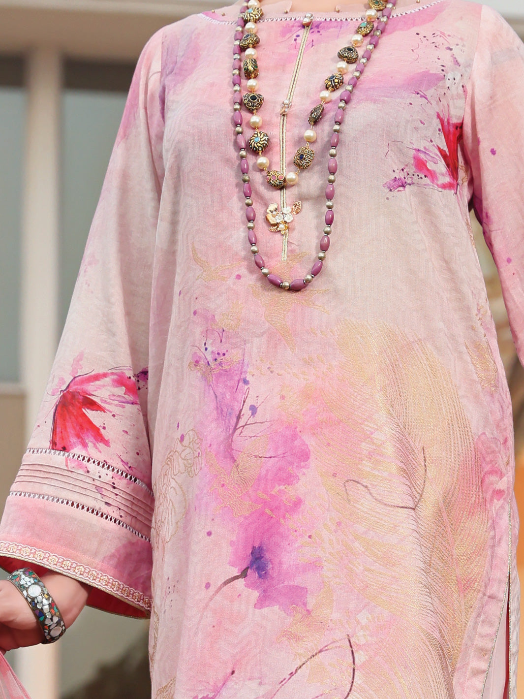 Pink Jacquard 3 Piece Stitched - ALP-3PS-943
