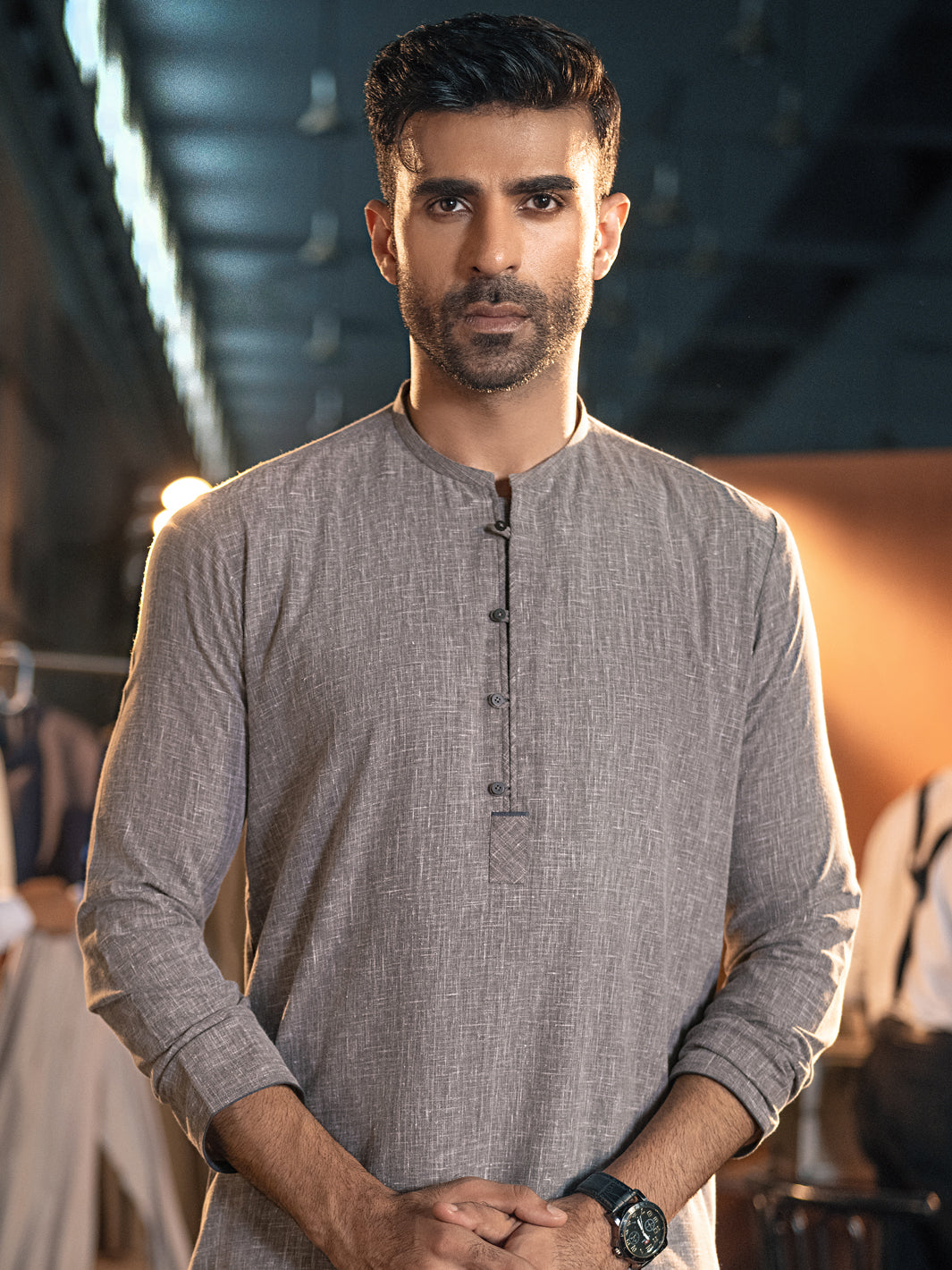 Grey Textured Kurta - AL-K-944
