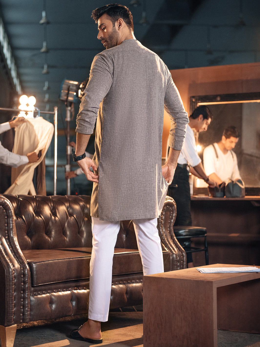 Grey Textured Kurta - AL-K-944