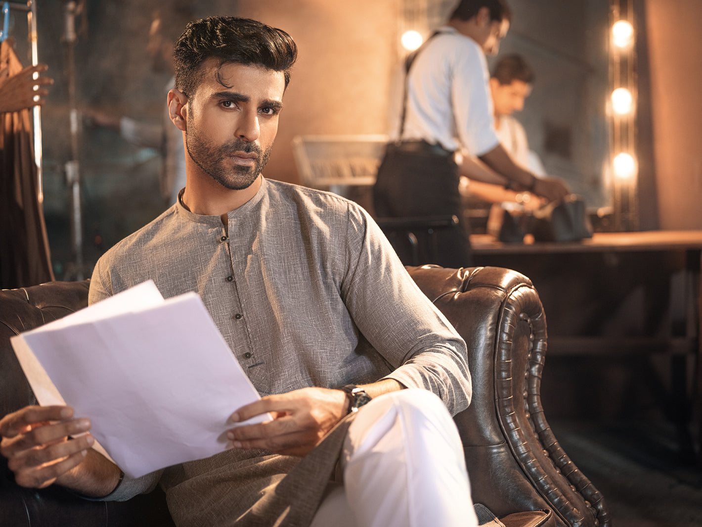 Grey Textured Kurta - AL-K-944