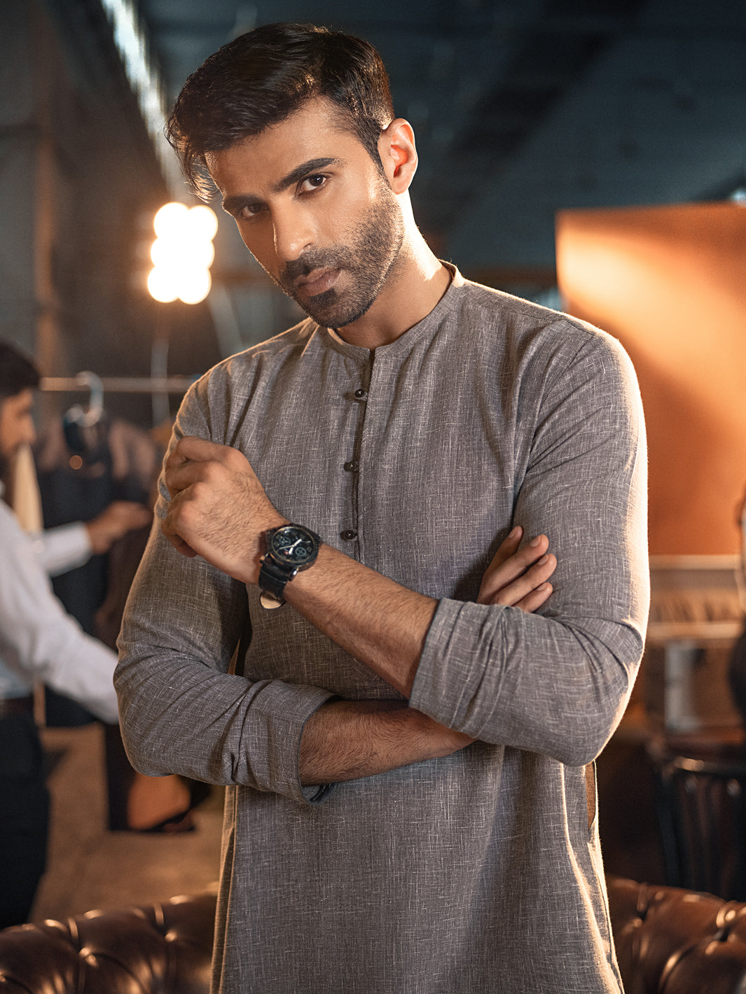 Grey Textured Kurta - AL-K-944