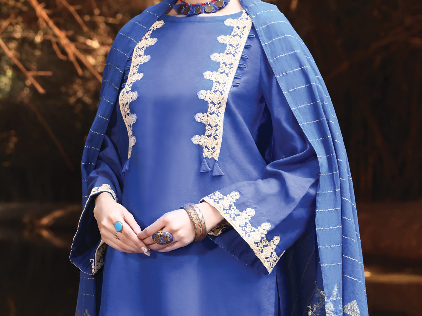 Blue Viscose 3Pc Stitched - ALP-3PS-951