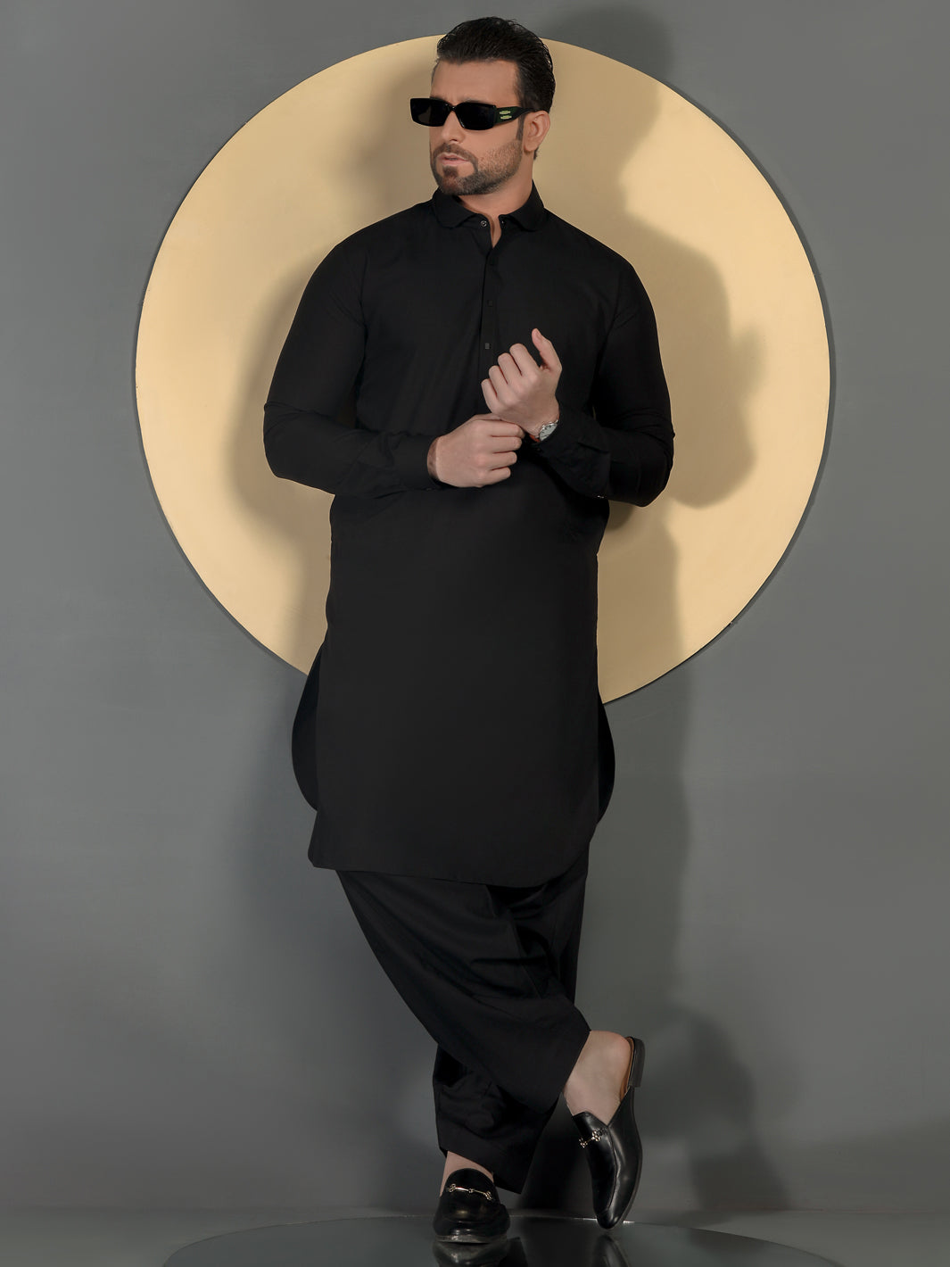 Black Blended Men Unstitched Fabric - AL-Nizam-22