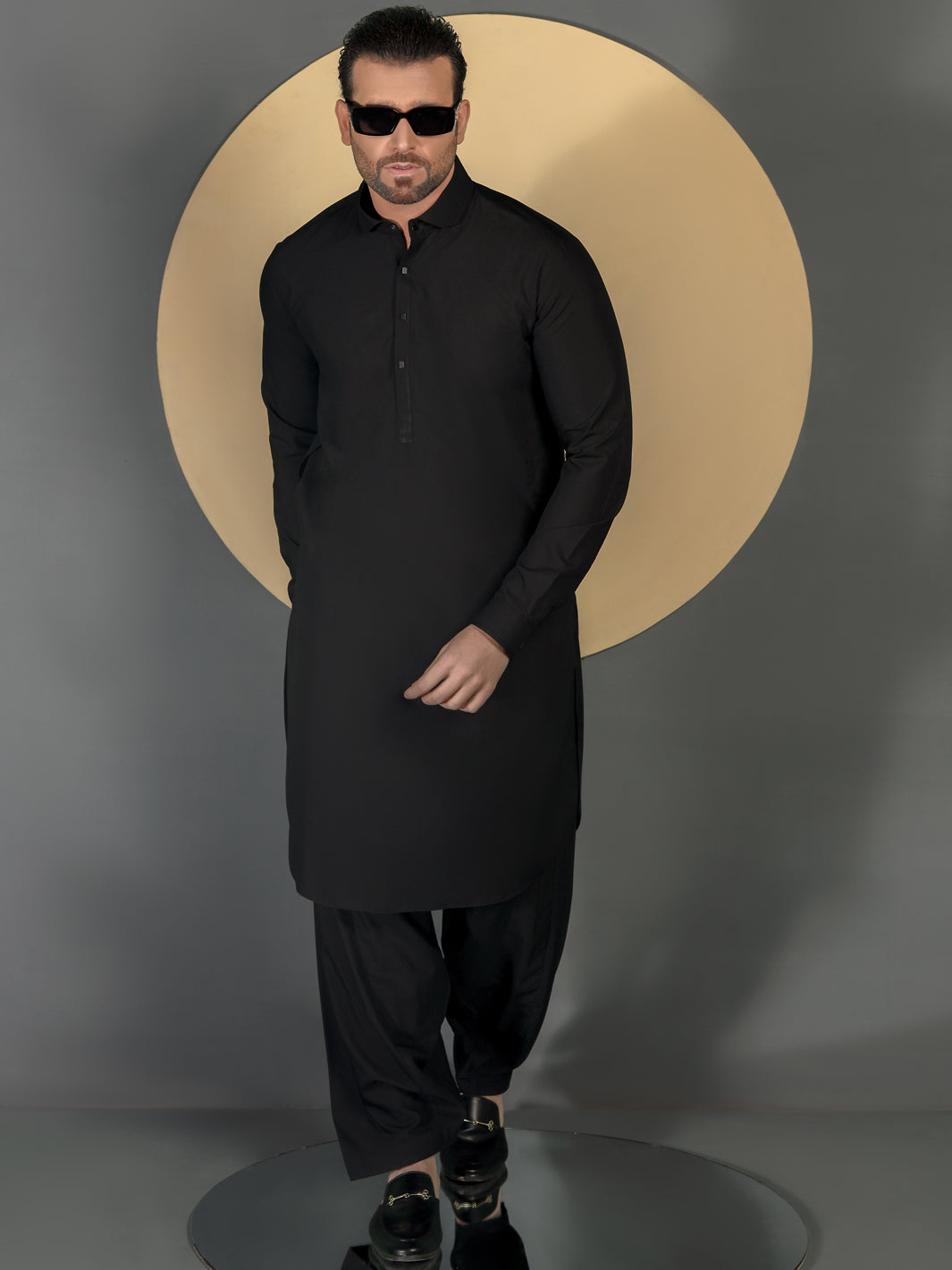 Black Blended Men Unstitched Fabric - AL-Nizam-22