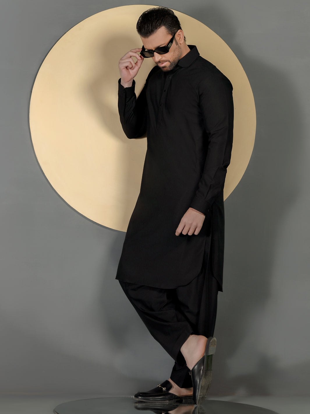 Black Blended Men Unstitched Fabric - AL-Nizam-22