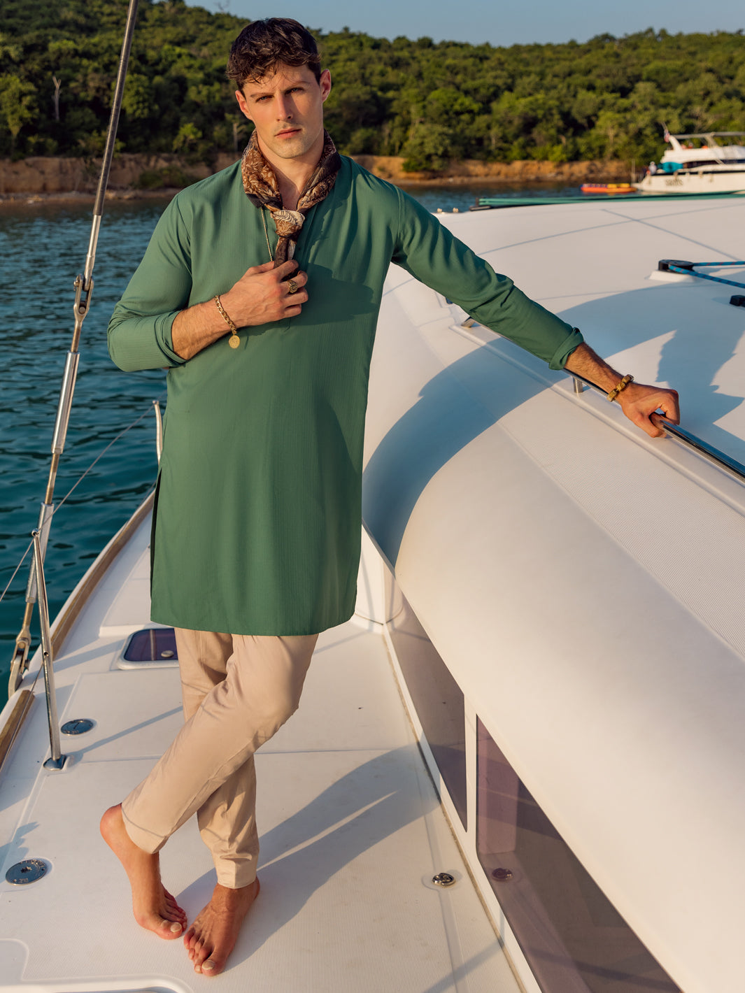 Green Blended Kurta - AL-K-1047