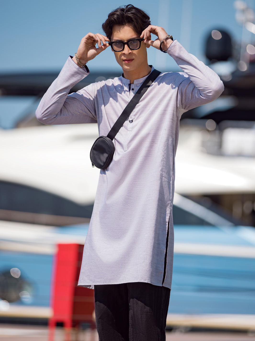 Light Purple Cotton Kurta - AL-K-1052