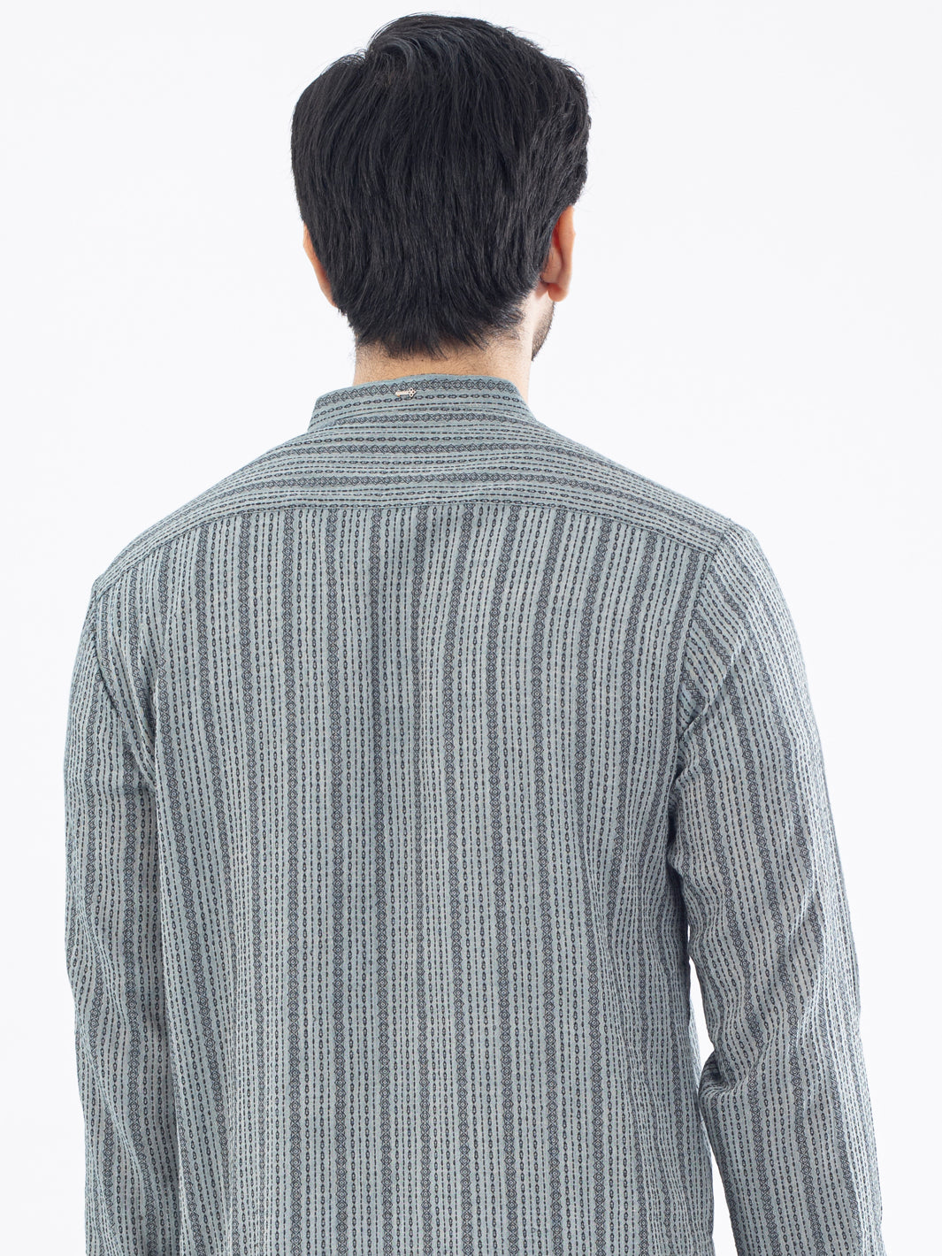 Teal Grey Cotton Kurta - AL-K-1061