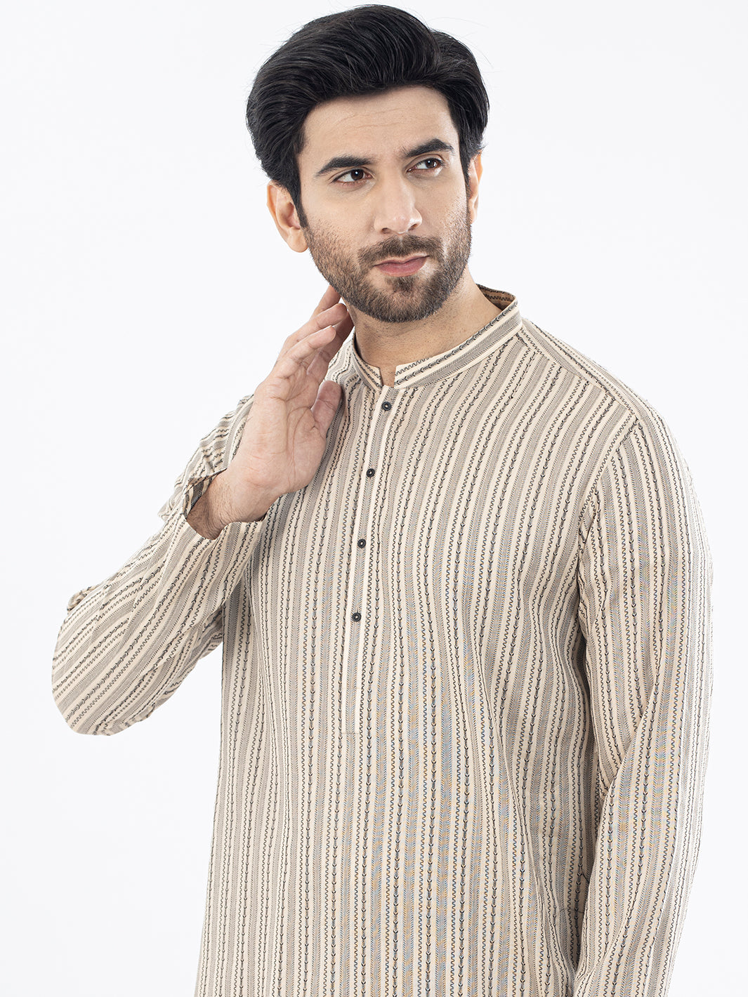 Cream Cotton Kurta - AL-K-1075