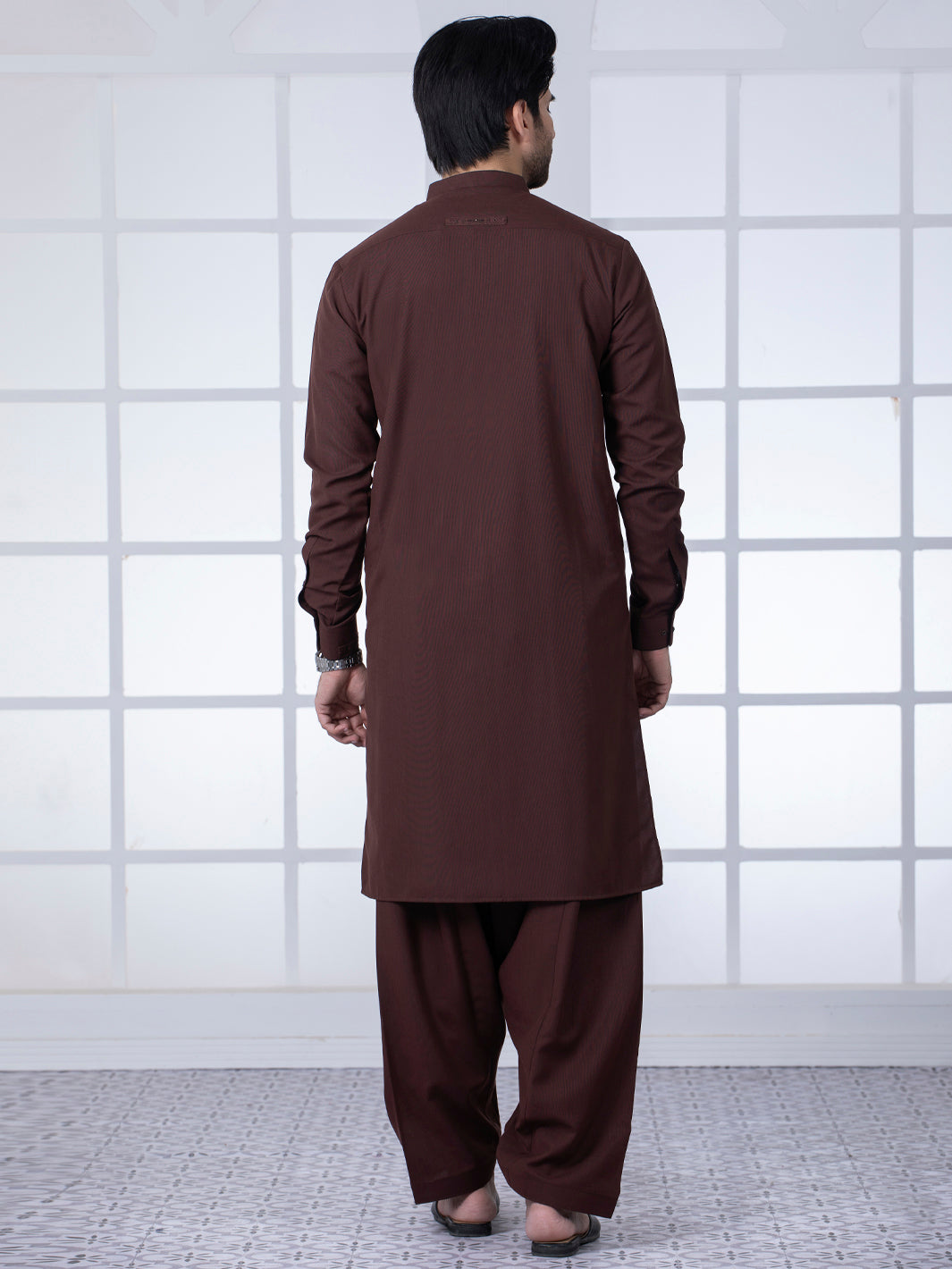 Brown Blended Kameez Shalwar - AL-KS-2778