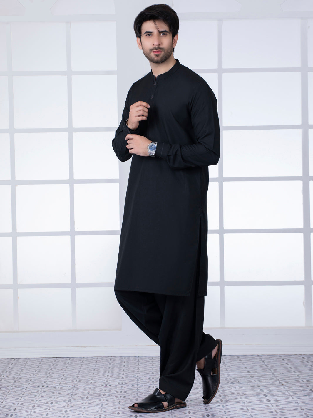 Black Blended Kameez Shalwar - AL-KS-2779