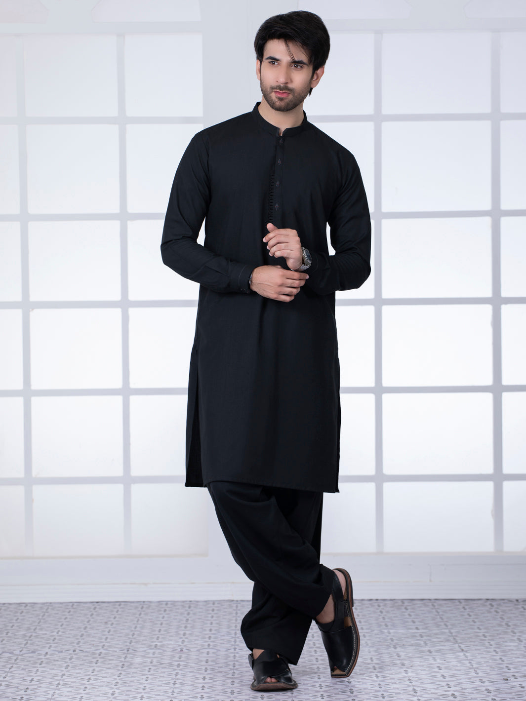 Black Blended Kameez Shalwar - AL-KS-2779