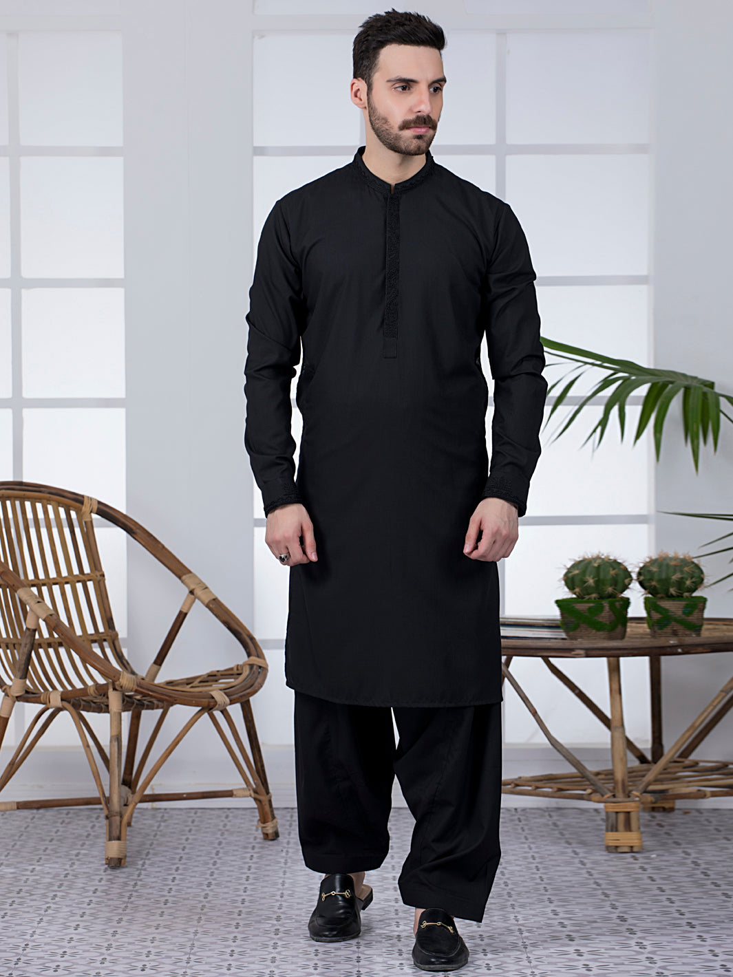 Black Blended Kameez Shalwar - AL-KS-2781
