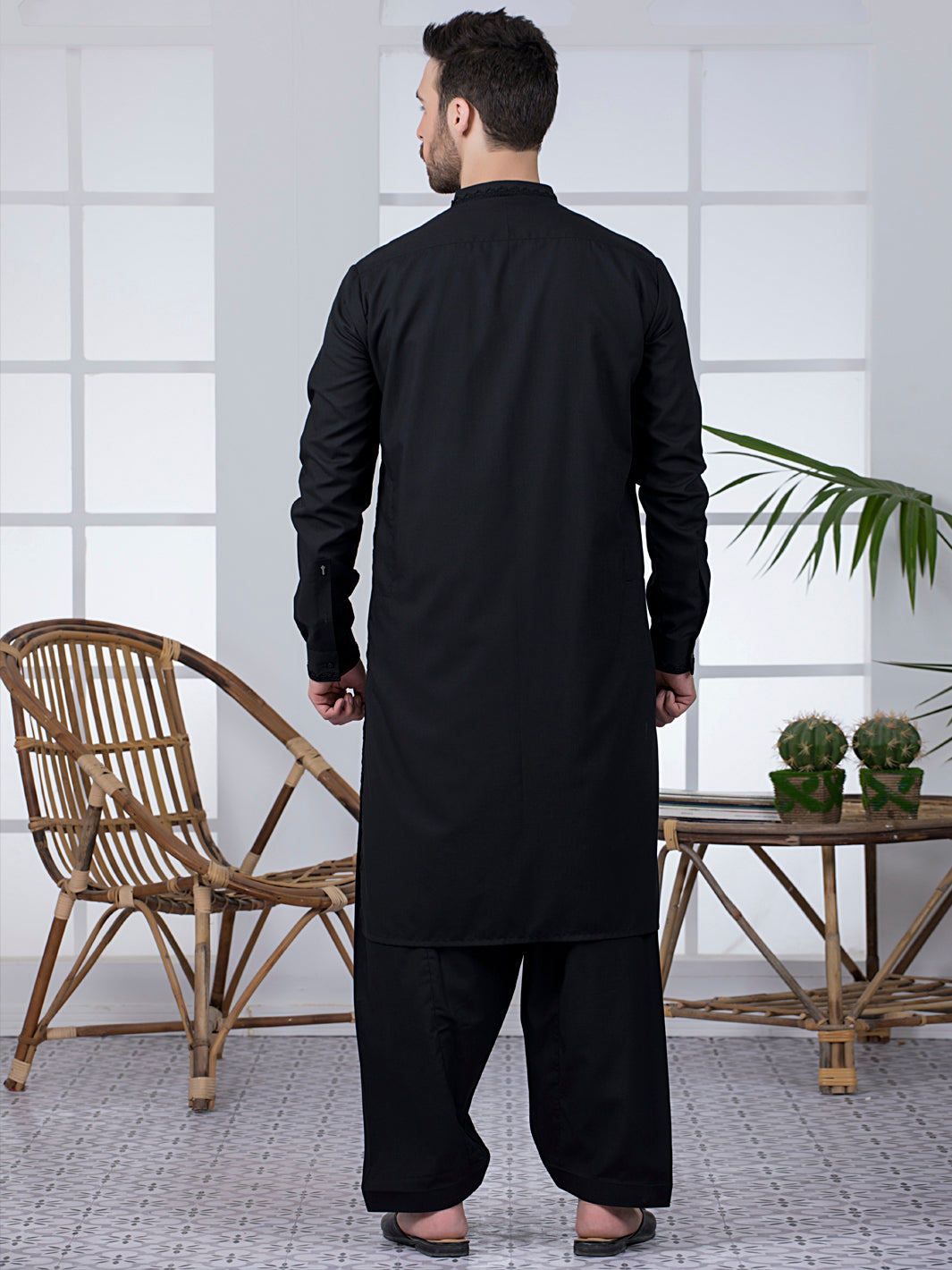 Black Blended Kameez Shalwar - AL-KS-2781