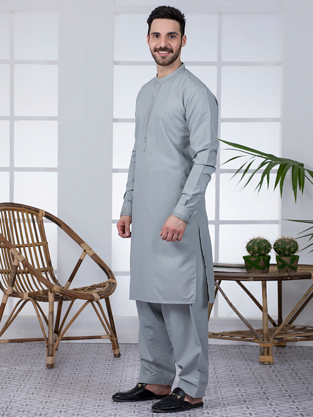Grey Blended Kameez Shalwar - AL-KS-2784