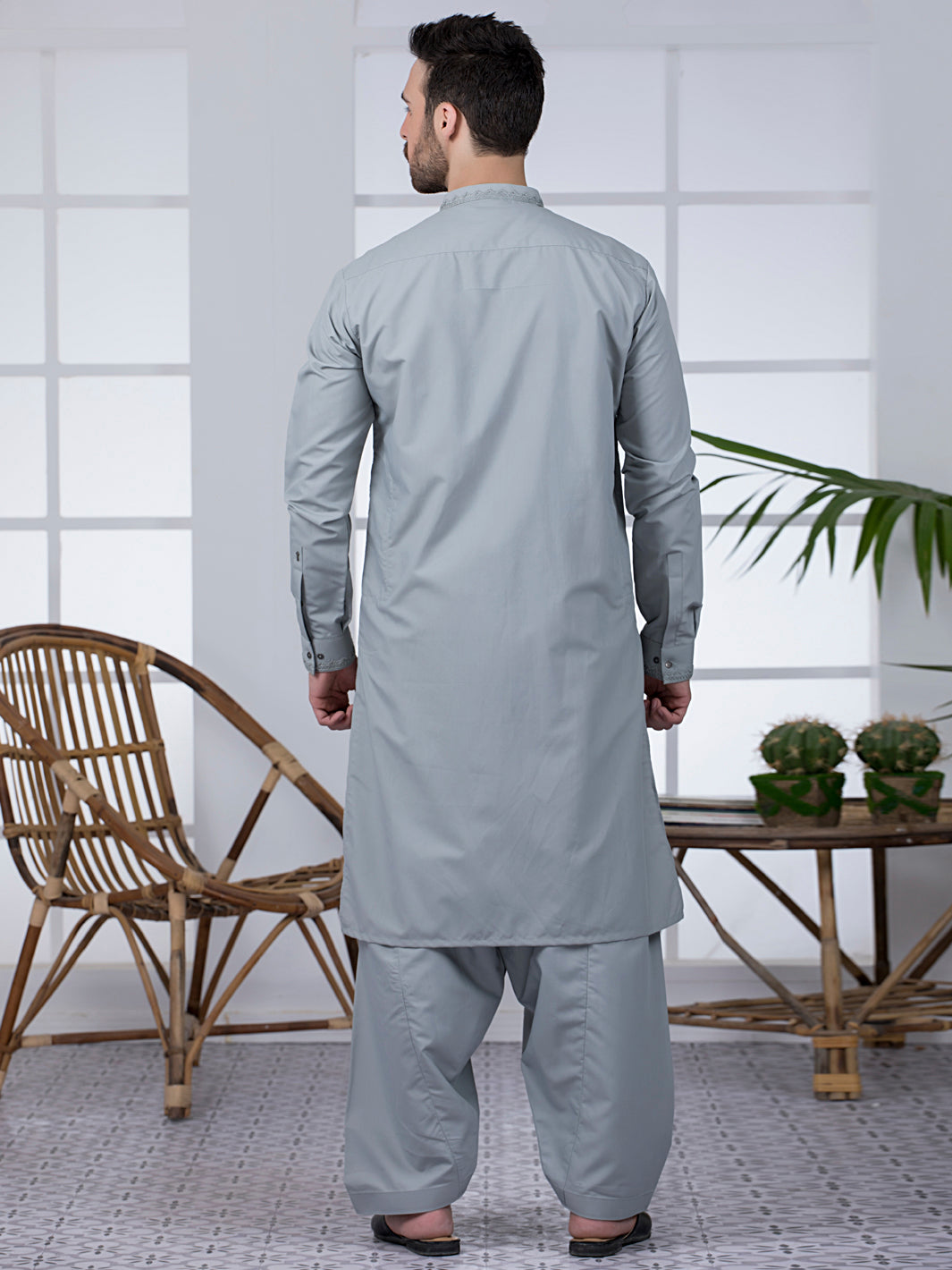 Grey Blended Kameez Shalwar - AL-KS-2784