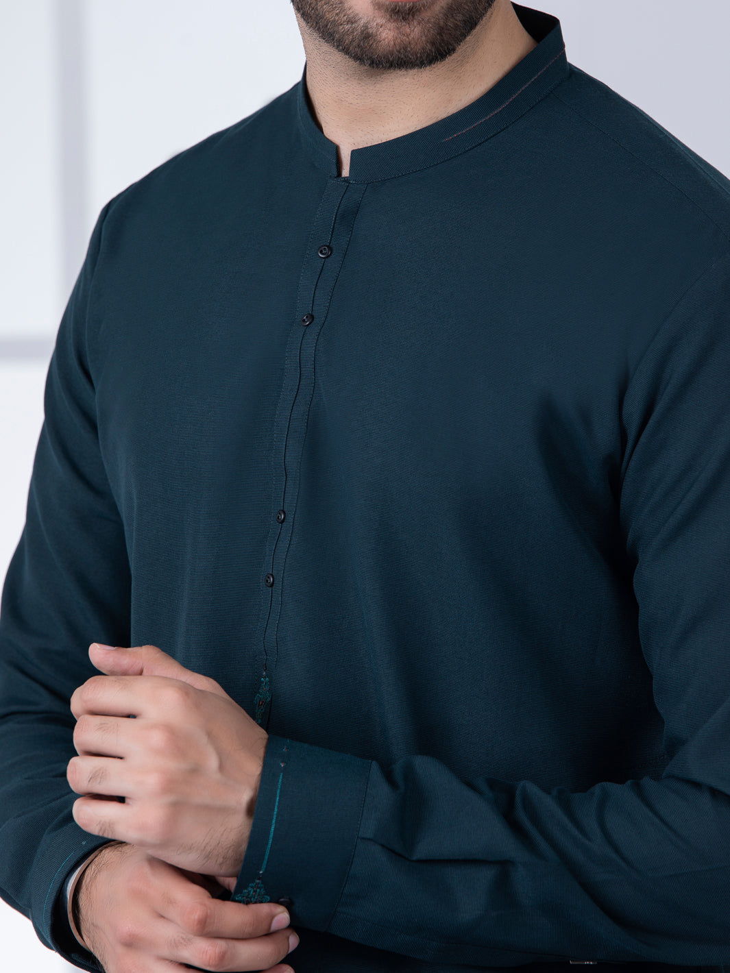 Dark Green Blended Kameez Shalwar - AL-KS-2788