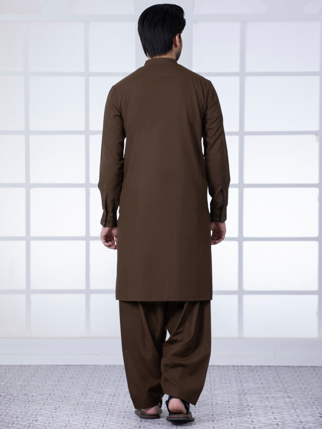 Brown Blended Kameez Shalwar - AL-KS-2792