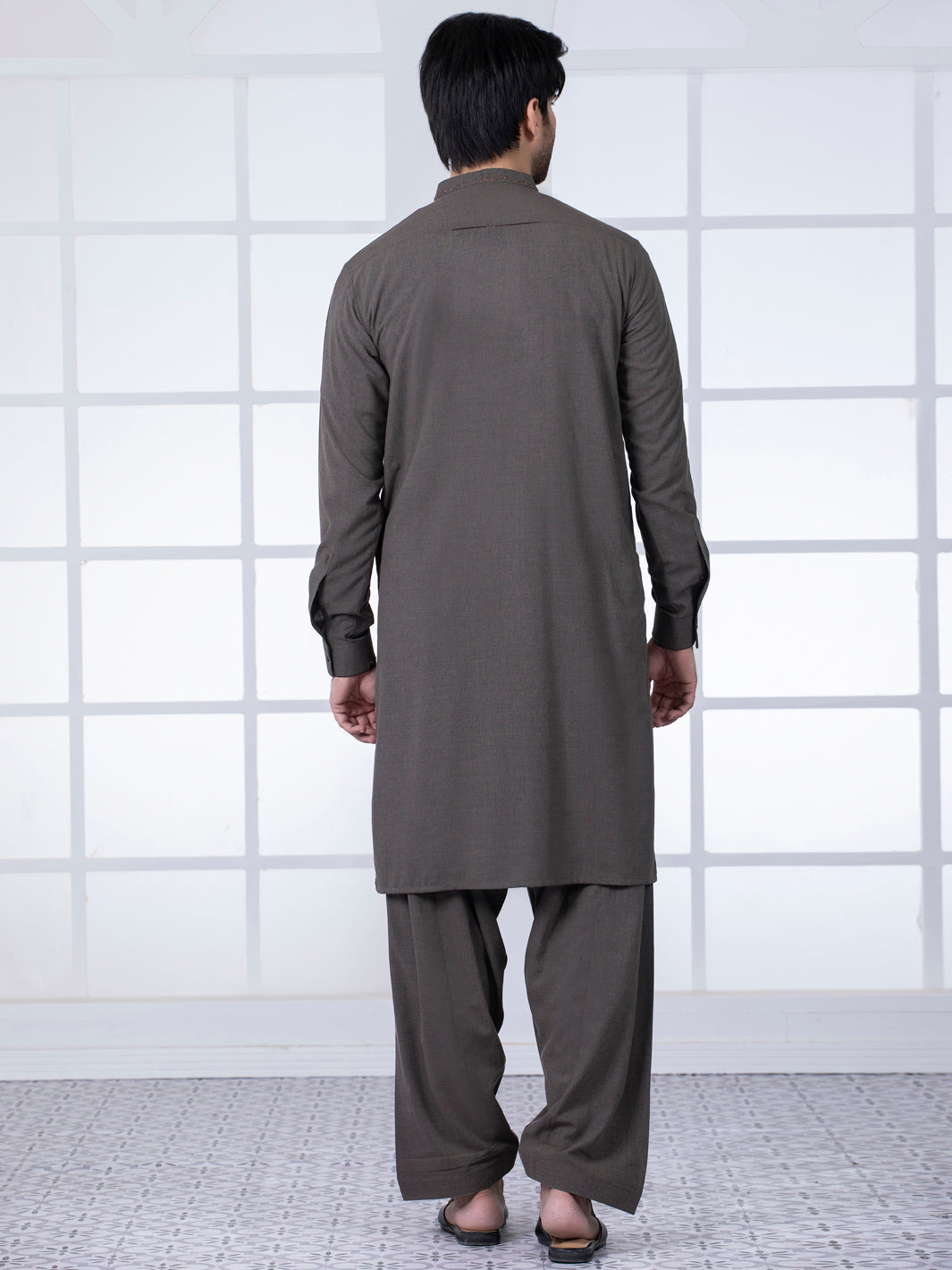 Brown Blended Kameez Shalwar - AL-KS-2793