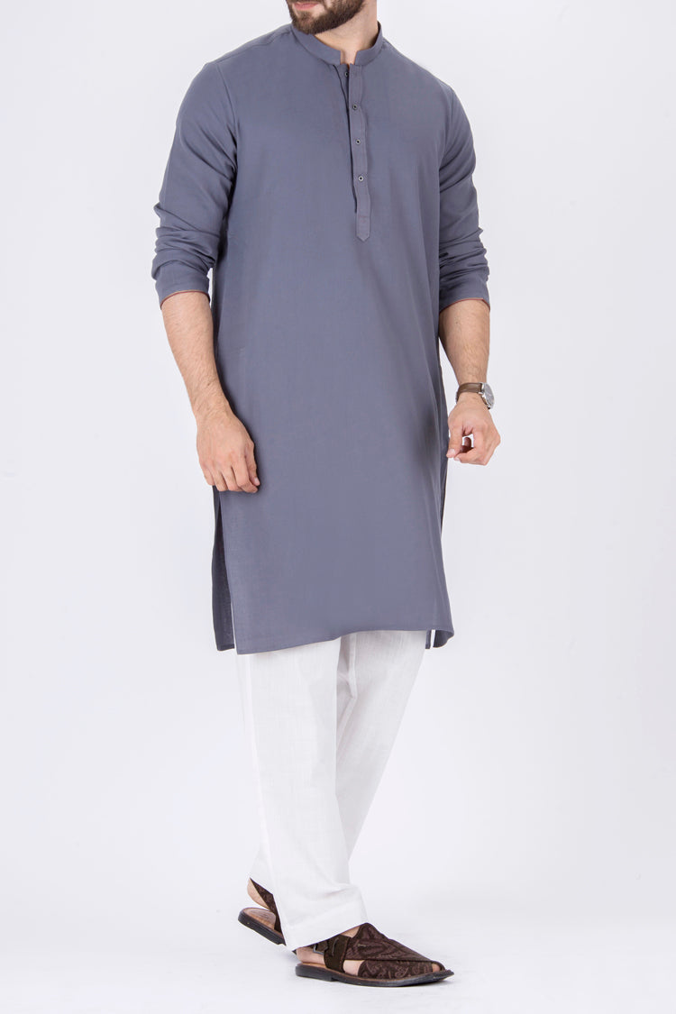 Teal Blue Blended Kurta - AL-K-687
