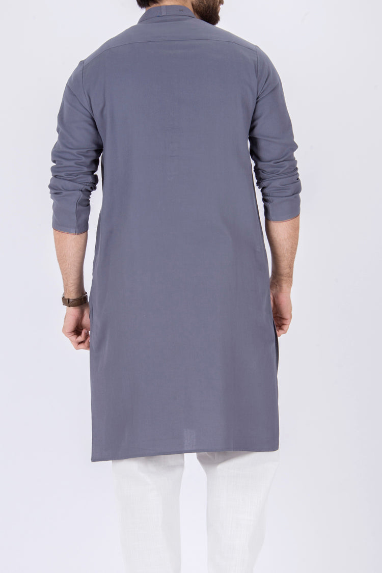 Teal Blue Blended Kurta - AL-K-687