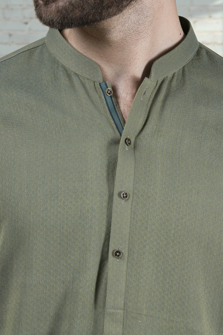 Green Blue Blended Kurta - AL-K-700