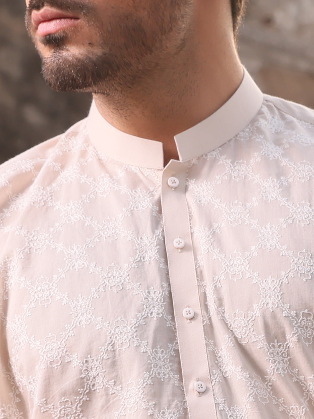 Fawn Cotton Schiffli Kurta - AL-K-712C