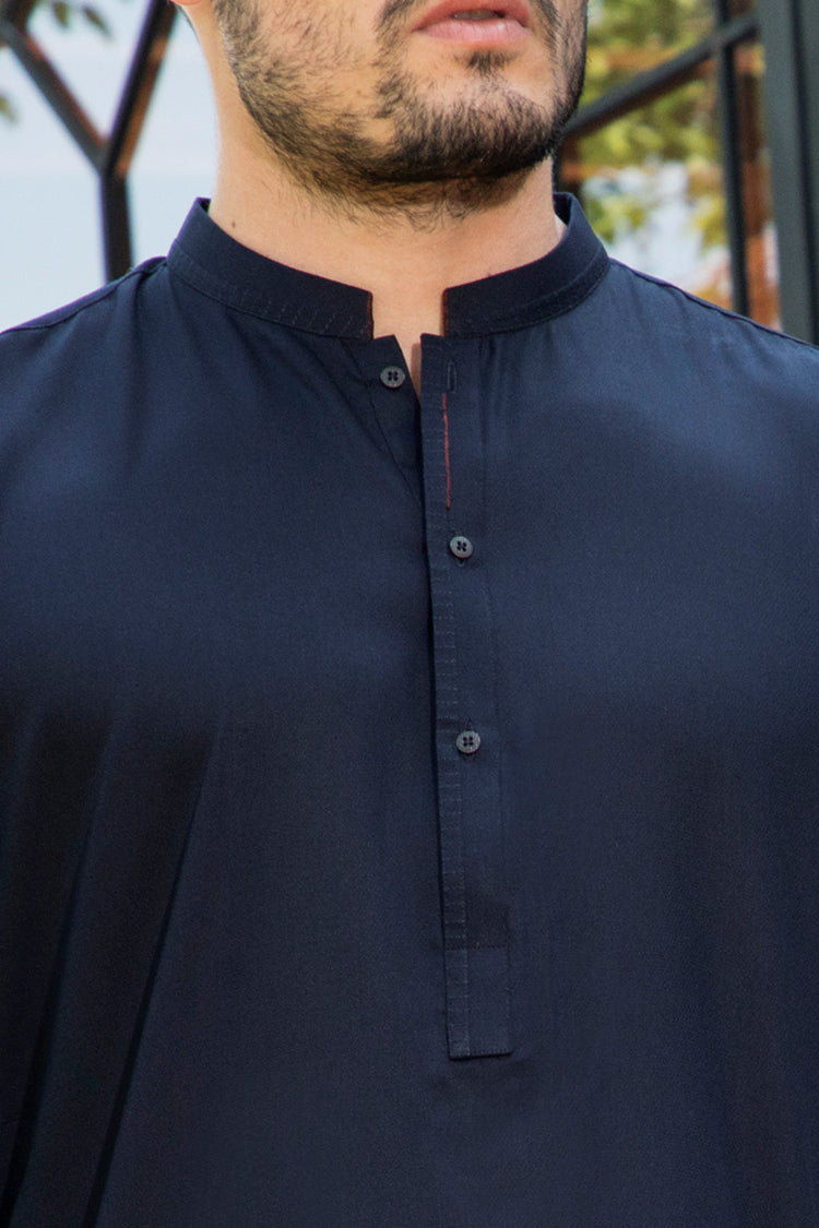 Dark Blue Blended Kurta - AL-K-715