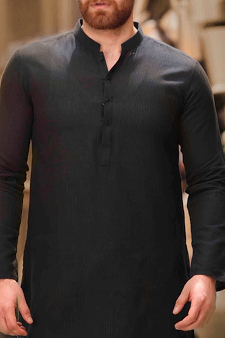Black Cotton Kurta - AL-K-740