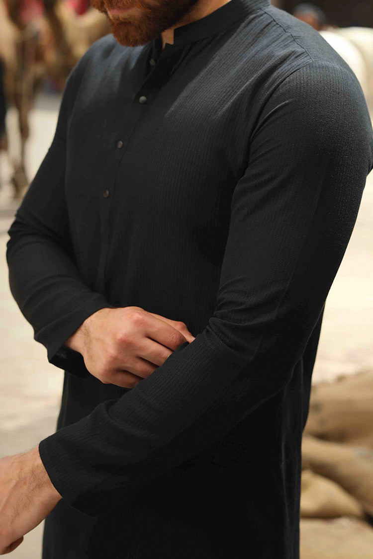 Black Cotton Kurta - AL-K-740