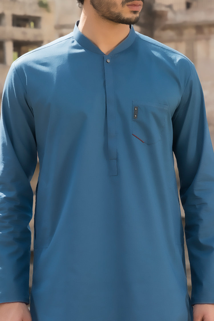 Blue Cotton Kurta - AL-K-790