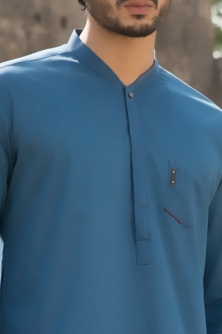 Blue Cotton Kurta - AL-K-790