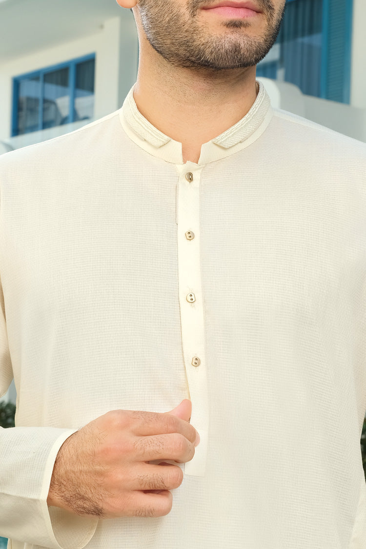 Off White Blended Kurta - AL-K-795