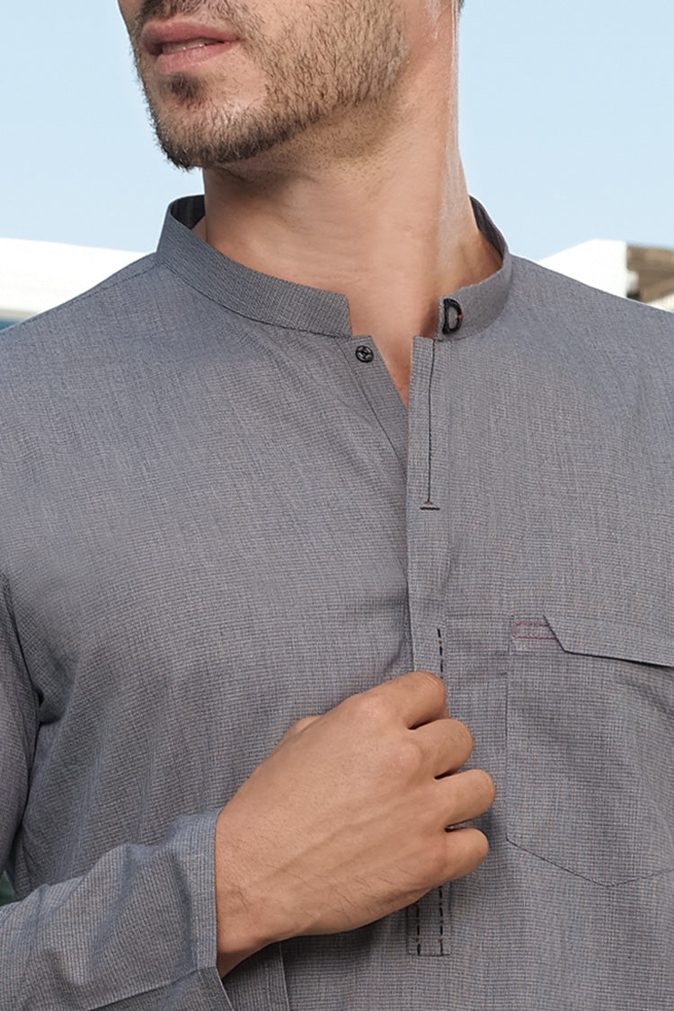 Light Blue Blended Kurta - AL-K-836